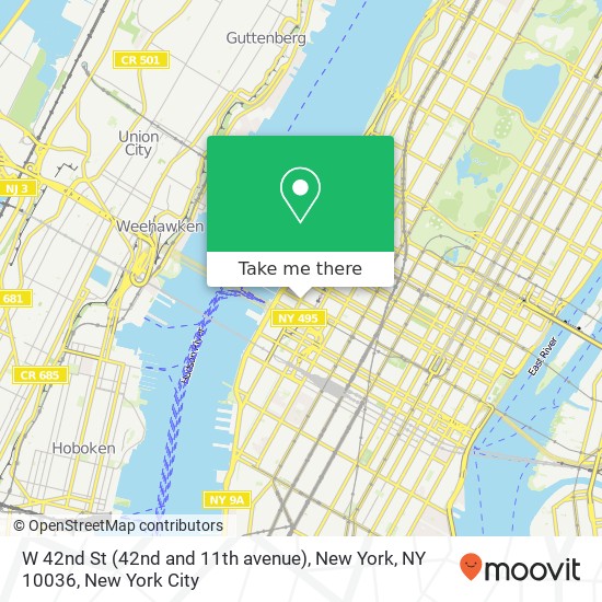 Mapa de W 42nd St (42nd and 11th avenue), New York, NY 10036