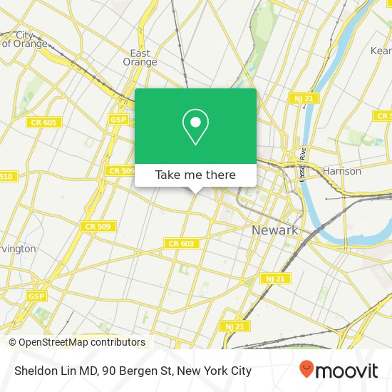 Mapa de Sheldon Lin MD, 90 Bergen St
