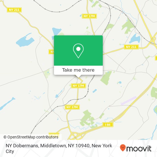 Mapa de NY Dobermans, Middletown, NY 10940