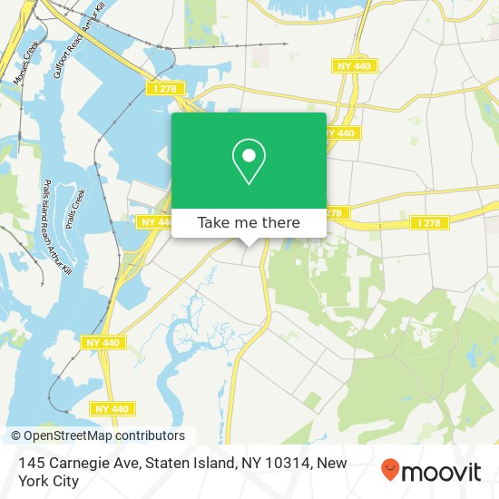 Mapa de 145 Carnegie Ave, Staten Island, NY 10314