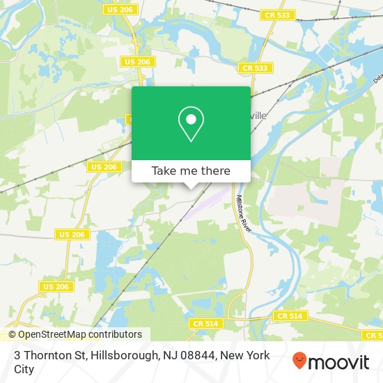 Mapa de 3 Thornton St, Hillsborough, NJ 08844