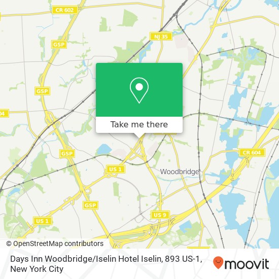 Mapa de Days Inn Woodbridge / Iselin Hotel Iselin, 893 US-1