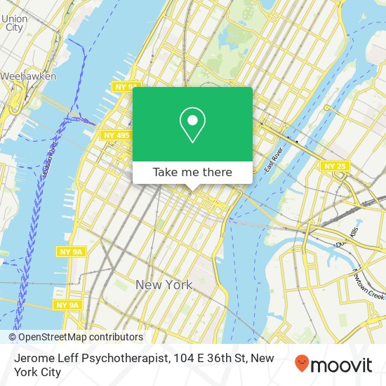 Mapa de Jerome Leff Psychotherapist, 104 E 36th St