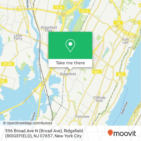 Mapa de 596 Broad Ave N (Broad Ave), Ridgefield (RIDGEFIELD), NJ 07657