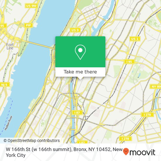 Mapa de W 166th St (w 166th summit), Bronx, NY 10452