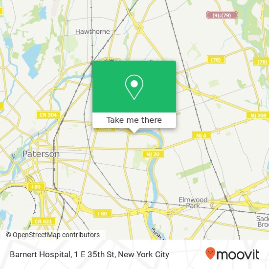 Barnert Hospital, 1 E 35th St map