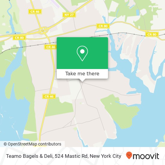 Teamo Bagels & Deli, 524 Mastic Rd map