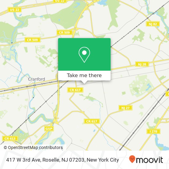 Mapa de 417 W 3rd Ave, Roselle, NJ 07203