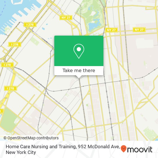 Mapa de Home Care Nursing and Training, 952 McDonald Ave