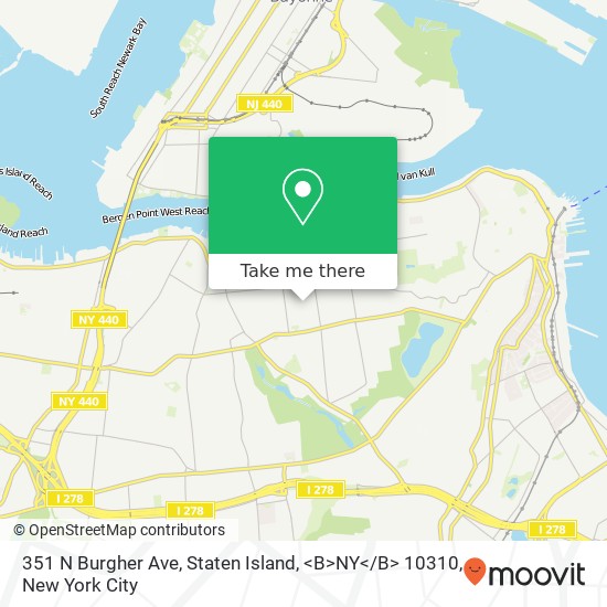 Mapa de 351 N Burgher Ave, Staten Island, <B>NY< / B> 10310