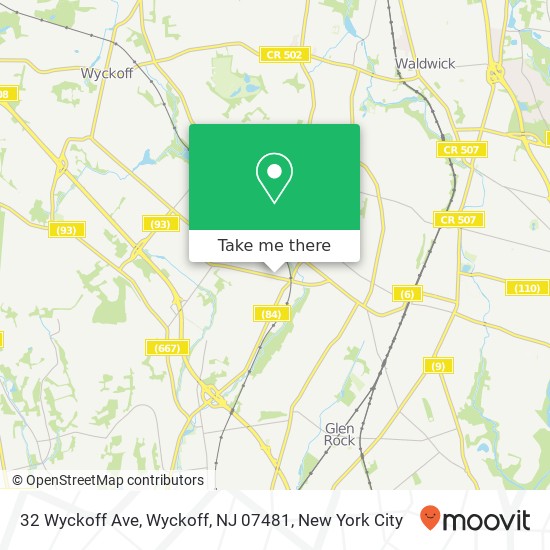Mapa de 32 Wyckoff Ave, Wyckoff, NJ 07481