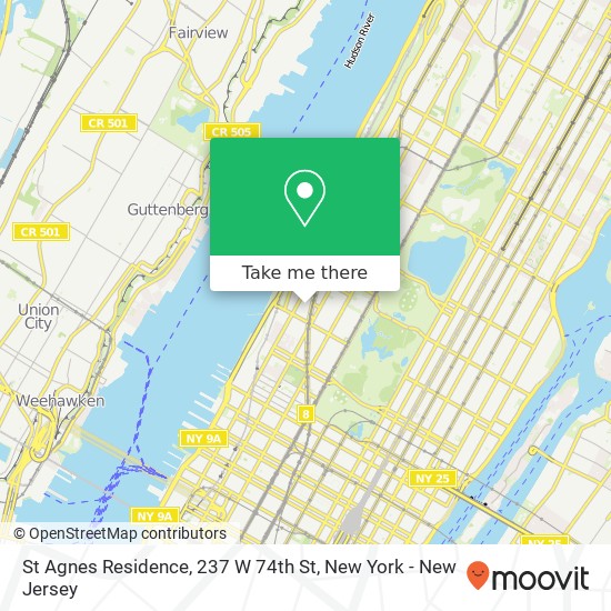 Mapa de St Agnes Residence, 237 W 74th St