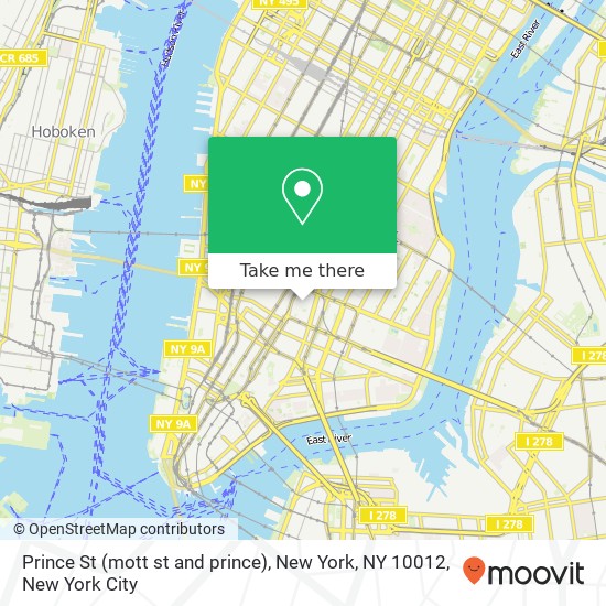 Mapa de Prince St (mott st and prince), New York, NY 10012