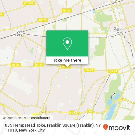 Mapa de 835 Hempstead Tpke, Franklin Square (Franklin), NY 11010