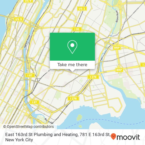 Mapa de East 163rd St Plumbing and Heating, 781 E 163rd St