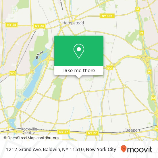 Mapa de 1212 Grand Ave, Baldwin, NY 11510