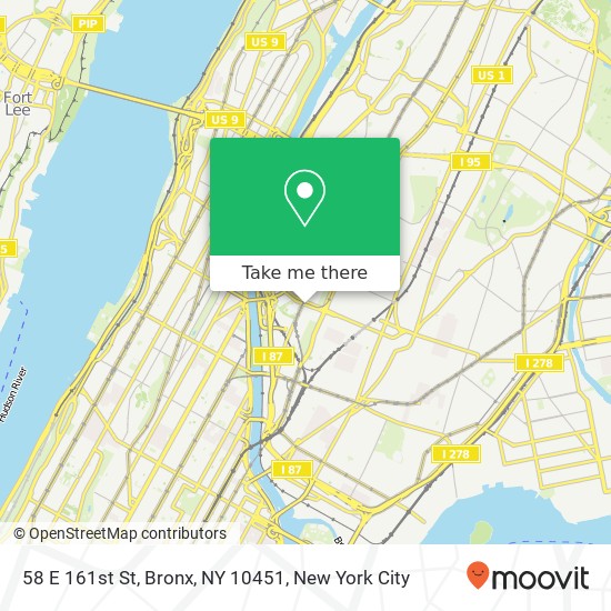 Mapa de 58 E 161st St, Bronx, NY 10451