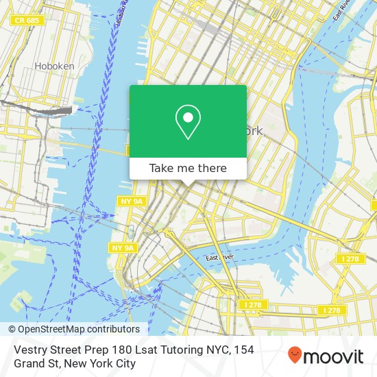 Vestry Street Prep 180 Lsat Tutoring NYC, 154 Grand St map