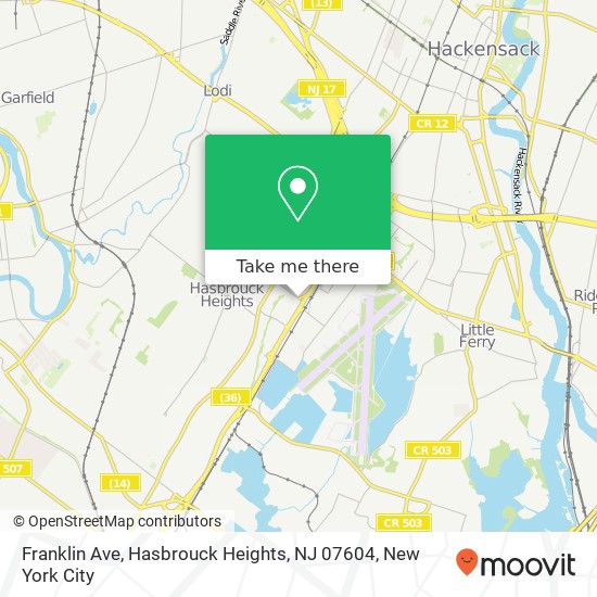 Mapa de Franklin Ave, Hasbrouck Heights, NJ 07604