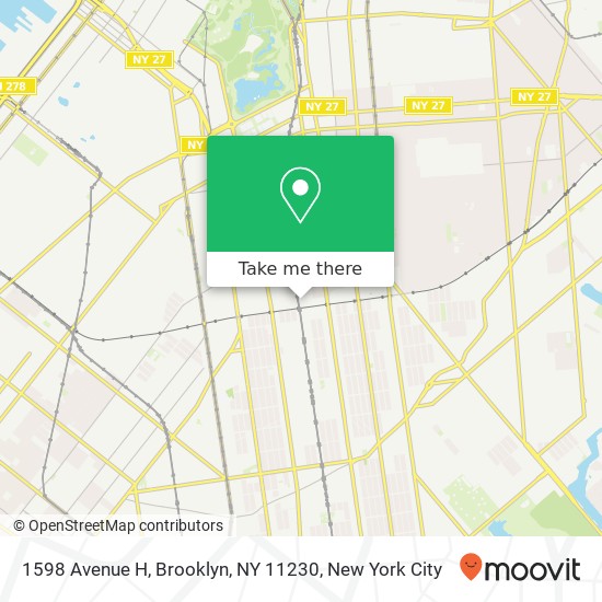 Mapa de 1598 Avenue H, Brooklyn, NY 11230