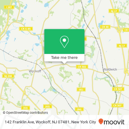 Mapa de 142 Franklin Ave, Wyckoff, NJ 07481