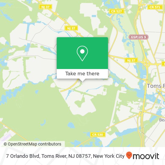 Mapa de 7 Orlando Blvd, Toms River, NJ 08757