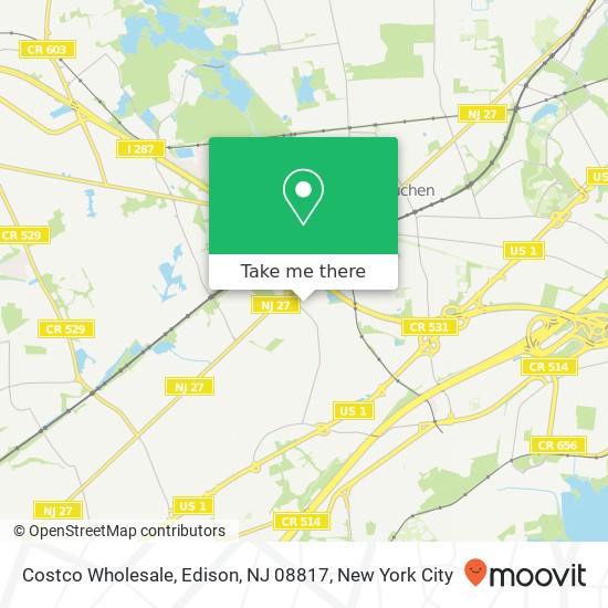 Mapa de Costco Wholesale, Edison, NJ 08817