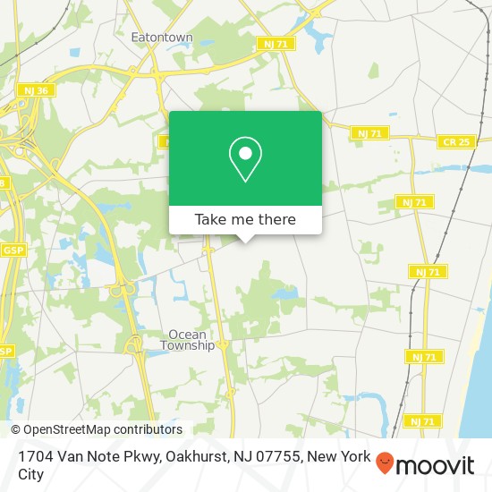 Mapa de 1704 Van Note Pkwy, Oakhurst, NJ 07755