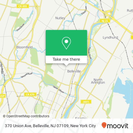 Mapa de 370 Union Ave, Belleville, NJ 07109