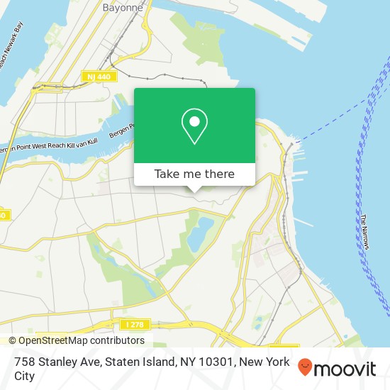 Mapa de 758 Stanley Ave, Staten Island, NY 10301