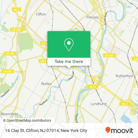 Mapa de 16 Clay St, Clifton, NJ 07014