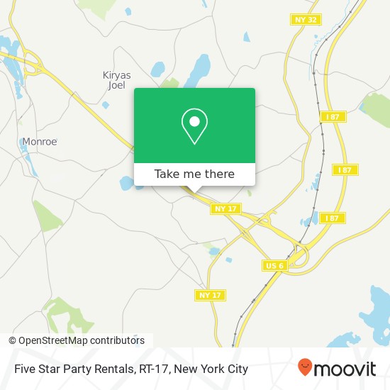 Five Star Party Rentals, RT-17 map