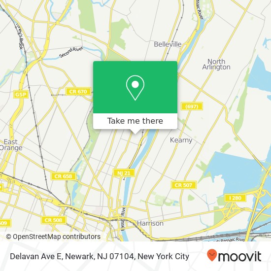 Mapa de Delavan Ave E, Newark, NJ 07104