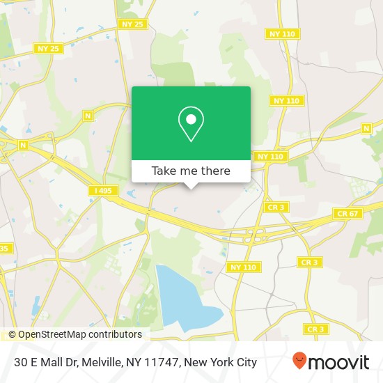 Mapa de 30 E Mall Dr, Melville, NY 11747