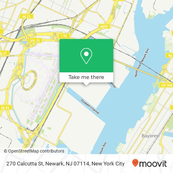 Mapa de 270 Calcutta St, Newark, NJ 07114