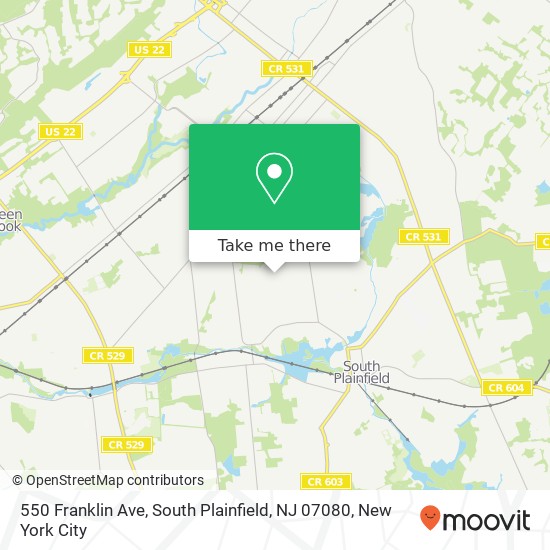Mapa de 550 Franklin Ave, South Plainfield, NJ 07080