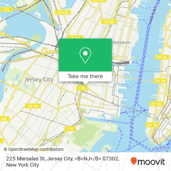 225 Merseles St, Jersey City, <B>NJ< / B> 07302 map