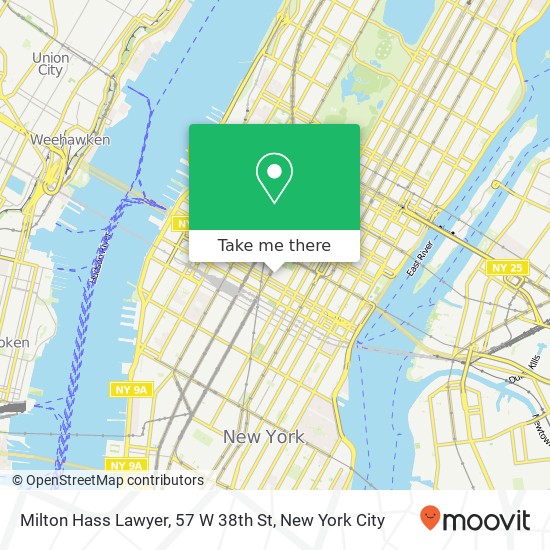 Milton Hass Lawyer, 57 W 38th St map