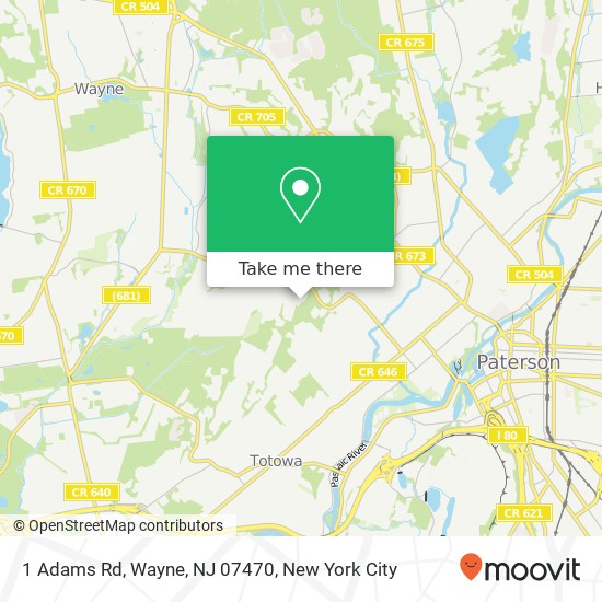 Mapa de 1 Adams Rd, Wayne, NJ 07470