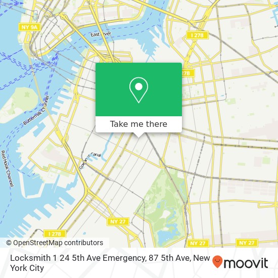 Mapa de Locksmith 1 24 5th Ave Emergency, 87 5th Ave