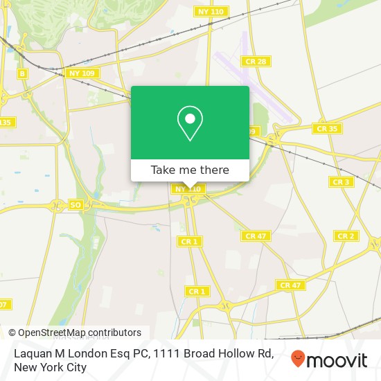Mapa de Laquan M London Esq PC, 1111 Broad Hollow Rd