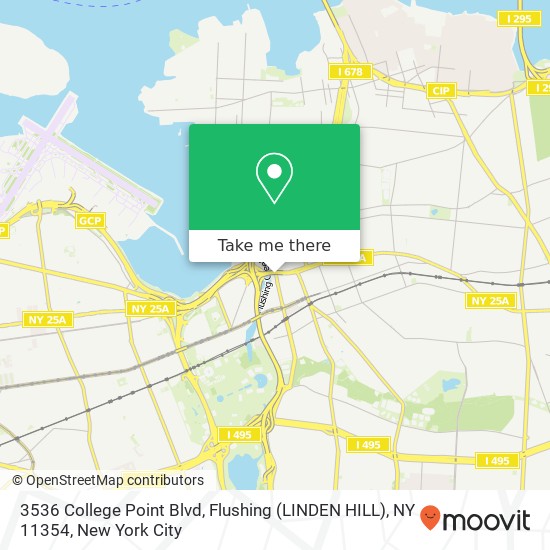 Mapa de 3536 College Point Blvd, Flushing (LINDEN HILL), NY 11354