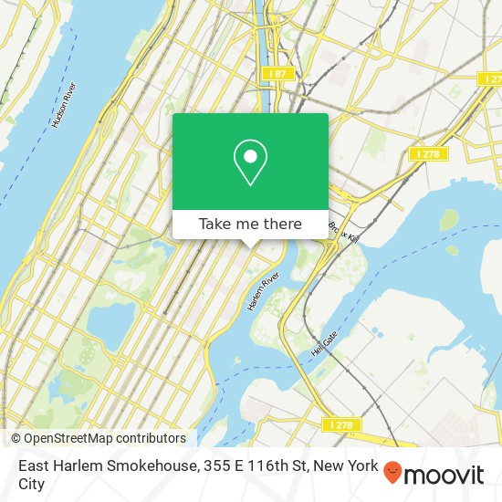 Mapa de East Harlem Smokehouse, 355 E 116th St