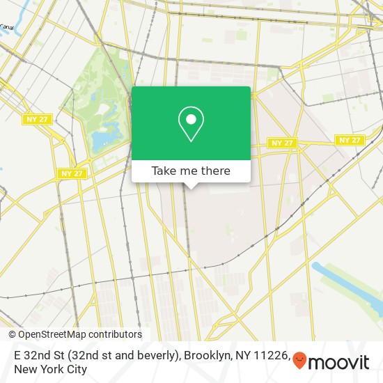 Mapa de E 32nd St (32nd st and beverly), Brooklyn, NY 11226