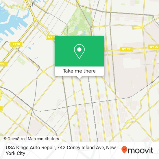 Mapa de USA Kings Auto Repair, 742 Coney Island Ave