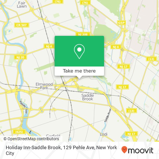 Mapa de Holiday Inn-Saddle Brook, 129 Pehle Ave