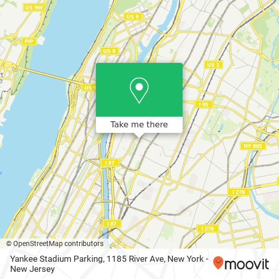 Yankee Stadium Parking, 1185 River Ave map