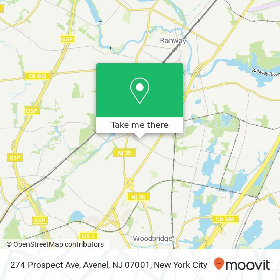 Mapa de 274 Prospect Ave, Avenel, NJ 07001
