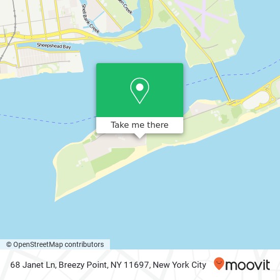 Mapa de 68 Janet Ln, Breezy Point, NY 11697