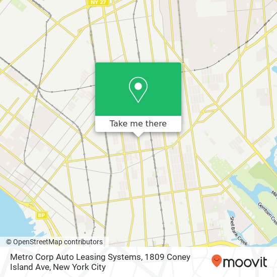 Mapa de Metro Corp Auto Leasing Systems, 1809 Coney Island Ave